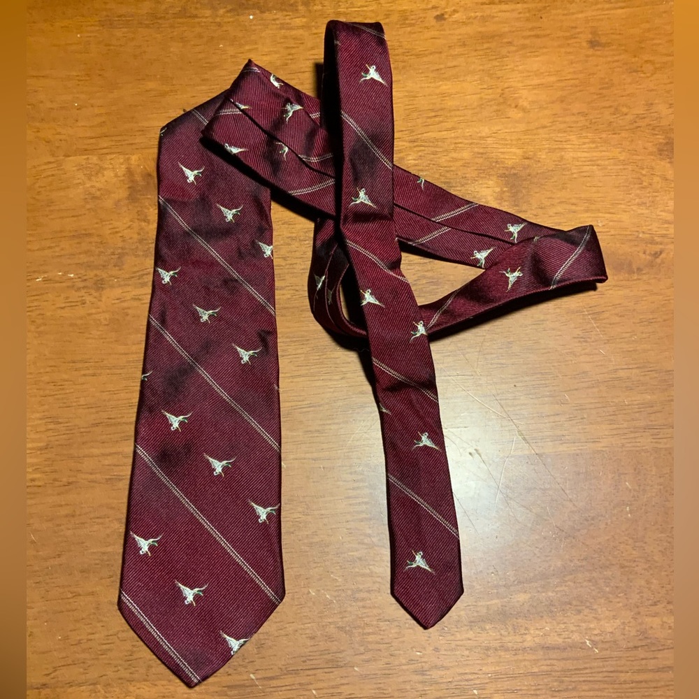 LL Bean Vintage 1968 Fall Catalog Cover Burgundy Mallard Drake Motif Neck Tie
